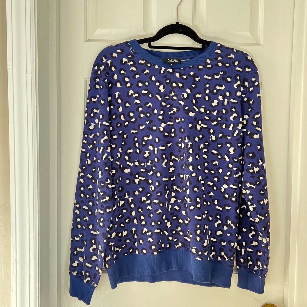 APC Leopard Print Sweatshirt in Blue - Picture 1 of 4